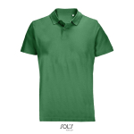 Unisex polo van 100% gekamd katoen met geribbelde kraag en 2 knoopjes kleur groen achtste weergave