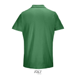 Unisex polo van 100% gekamd katoen met geribbelde kraag en 2 knoopjes kleur groen achter aanzicht