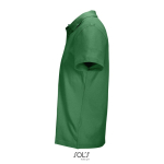 Unisex polo van 100% gekamd katoen met geribbelde kraag en 2 knoopjes kleur groen zij aanzicht