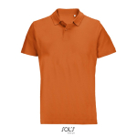 Unisex polo van 100% gekamd katoen met geribbelde kraag en 2 knoopjes kleur oranje