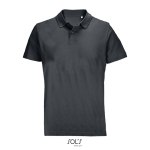 Unisex polo van 100% gekamd katoen met geribbelde kraag en 2 knoopjes kleur donkergrijs