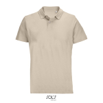 Unisex polo van 100% gekamd katoen met geribbelde kraag en 2 knoopjes kleur nude