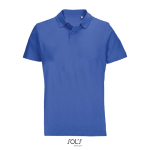 Unisex polo van 100% gekamd katoen met geribbelde kraag en 2 knoopjes kleur koningsblauw derde weergave