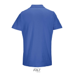 Unisex polo van 100% gekamd katoen met geribbelde kraag en 2 knoopjes kleur koningsblauw achter aanzicht