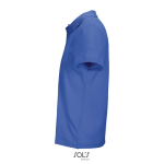 Unisex polo van 100% gekamd katoen met geribbelde kraag en 2 knoopjes kleur koningsblauw zij aanzicht