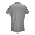 Unisex polo van 100% gekamd katoen met geribbelde kraag en 2 knoopjes kleur lichtgrijs achter aanzicht