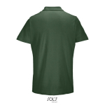 Unisex polo van 100% gekamd katoen met geribbelde kraag en 2 knoopjes kleur donkergroen achter aanzicht