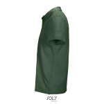 Unisex polo van 100% gekamd katoen met geribbelde kraag en 2 knoopjes kleur donkergroen zij aanzicht