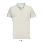 Unisex polo van 100% gekamd katoen met geribbelde kraag en 2 knoopjes kleur gebroken wit