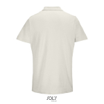 Unisex polo van 100% gekamd katoen met geribbelde kraag en 2 knoopjes kleur gebroken wit achter aanzicht