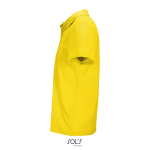 Unisex polo van 100% gekamd katoen met geribbelde kraag en 2 knoopjes kleur goud zij aanzicht