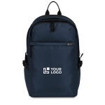 Laptoprugzak van RPET met vakken en gevoerde handgreep 15” kleur marineblauw met afdrukgebied