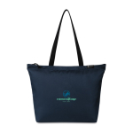 Tote bag van RPET met binnenvak voor waterfles kleur marineblauw weergave met logo