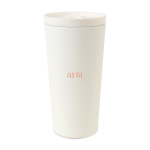 Thermobeker van gerecycled staal met vacuümisolatie 500 ml kleur wit weergave met logo