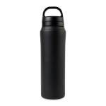 Waterfles van gerecycled roestvrij staal met dubbele dop 470 ml kleur zwart