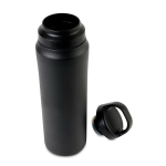 Waterfles van gerecycled roestvrij staal met dubbele dop 470 ml kleur zwart tweede weergave