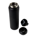 Waterfles van gerecycled roestvrij staal met dubbele dop 470 ml kleur zwart derde weergave