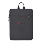 Laptophoes van RPET met gevoerd ritsvak 16” kleur zwart weergave met logo