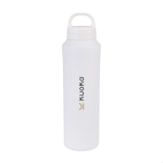 Thermosfles van gerecycled roestvrij staal, anti-condens 740 ml kleur wit weergave met logo
