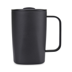 Thermosbeker van gerecycled roestvrij staal voor koffie of thee 450 ml kleur zwart