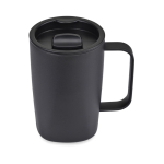 Thermosbeker van gerecycled roestvrij staal voor koffie of thee 450 ml kleur zwart tweede weergave