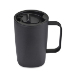 Thermosbeker van gerecycled roestvrij staal voor koffie of thee 450 ml kleur zwart derde weergave
