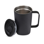 Thermosbeker van gerecycled roestvrij staal voor koffie of thee 450 ml kleur zwart vierde weergave