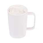 Thermosbeker van gerecycled roestvrij staal voor koffie of thee 450 ml kleur wit tweede weergave
