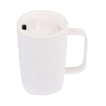 Thermosbeker van gerecycled roestvrij staal voor koffie of thee 450 ml kleur wit derde weergave