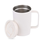 Thermosbeker van gerecycled roestvrij staal voor koffie of thee 450 ml kleur wit vierde weergave