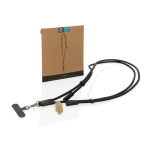 RPET USB-C-kabel voor mobiel met draaglus om de nek, 60 W snelladen kleur zwart weergave met doos