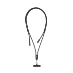 RPET USB-C-kabel voor mobiel met draaglus om de nek, 60 W snelladen kleur zwart met afdrukgebied