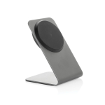 Premium draadloze magnetische oplader van gerecycled aluminium 15 W kleur grijs