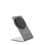 Premium draadloze magnetische oplader van gerecycled aluminium 15 W kleur grijs met afdrukgebied