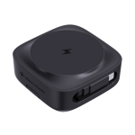 2‑in‑1 draadloze magnetische oplader met oprolbare USB-C kabel, 15 W kleur zwart