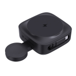 2‑in‑1 draadloze magnetische oplader met oprolbare USB-C kabel, 15 W kleur zwart tweede weergave