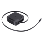 2‑in‑1 draadloze magnetische oplader met oprolbare USB-C kabel, 15 W kleur zwart vierde weergave