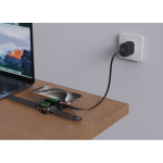 2‑in‑1 draadloze magnetische oplader met oprolbare USB-C kabel, 15 W kleur zwart sfeer weergave