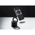 ABS-speaker van gerecycled materiaal met telefoonhouder en subwoofer kleur zwart sfeer weergave