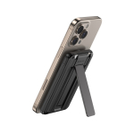 Eco 5‑in‑1 powerbank met oplaadkabels en staander 5.000 mAh kleur zwart derde weergave