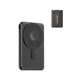 Eco 5‑in‑1 powerbank met oplaadkabels en staander 5.000 mAh kleur zwart met afdrukgebied