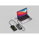 Aluminium powerbank met meerdere laadopties en HD display 20.000 mAh kleur grijs sfeer weergave