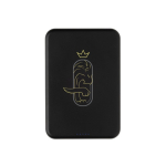 Pocket‑powerbank van gerecycled ABS met laadindicator 10.000 mAh kleur zwart weergave met logo