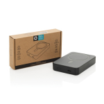 Pocket‑powerbank van gerecycled ABS met laadindicator 10.000 mAh kleur zwart weergave met doos