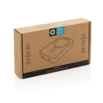 Pocket‑powerbank van gerecycled ABS met laadindicator 10.000 mAh kleur zwart tweede weergave met doos