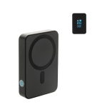 Pocket‑powerbank van gerecycled ABS met laadindicator 10.000 mAh kleur zwart met afdrukgebied