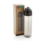 Lichte RPET-fles met dubbele lekvrije dop 800 ml kleur zwart weergave met doos