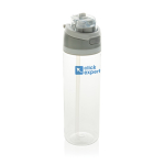 Lichte RPET-fles met dubbele lekvrije dop 800 ml kleur wit weergave met logo