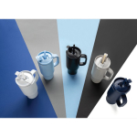 Thermobeker van gerecycled RVS met rietje en handvat 480 ml kleur grijs sfeer weergave 2
