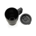 Premium keramische mok met handvat en lekvrij deksel 490 ml kleur zwart zesde weergave